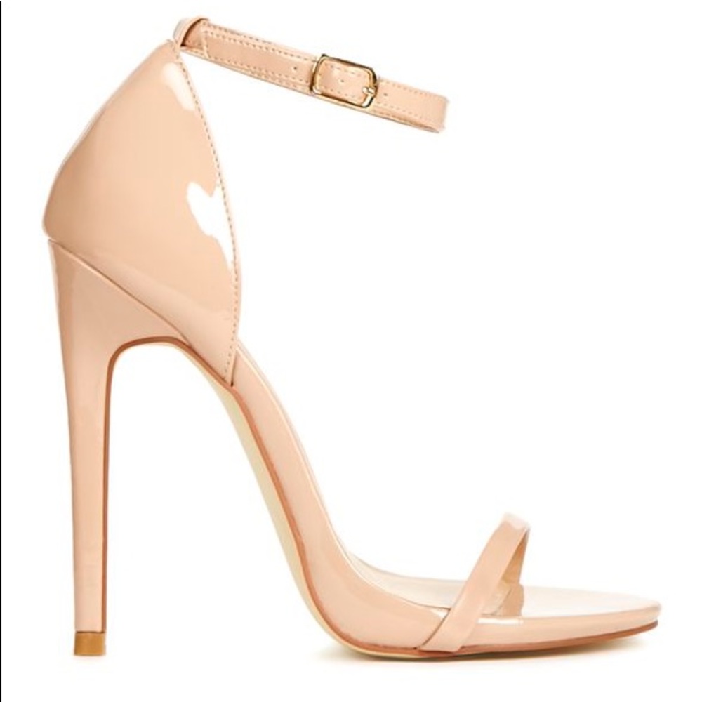 Nude pinky strappy heels